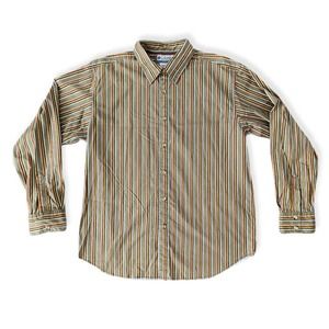 Columbia Vertex Men’s Brown Stripes Buttom Up Long Sleeve Shirt Size Medium